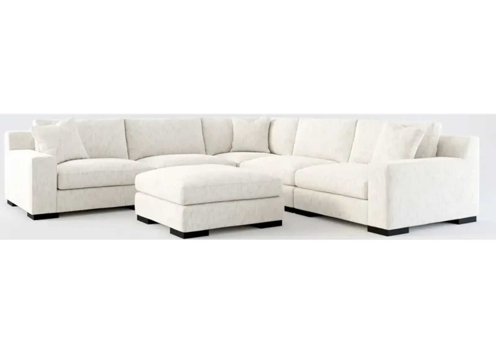 Bondi Foam Comfort 5-Piece Sectional and Ottoman - P.T. Cream