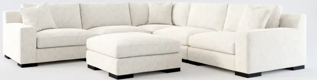 Bondi Foam Comfort 5-Piece Sectional and Ottoman - P.T. Cream