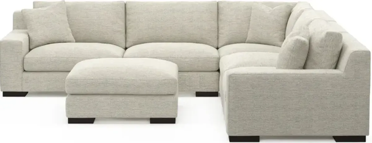 Bondi Foam Comfort 5-Piece Sectional and Ottoman - Merino Chalk