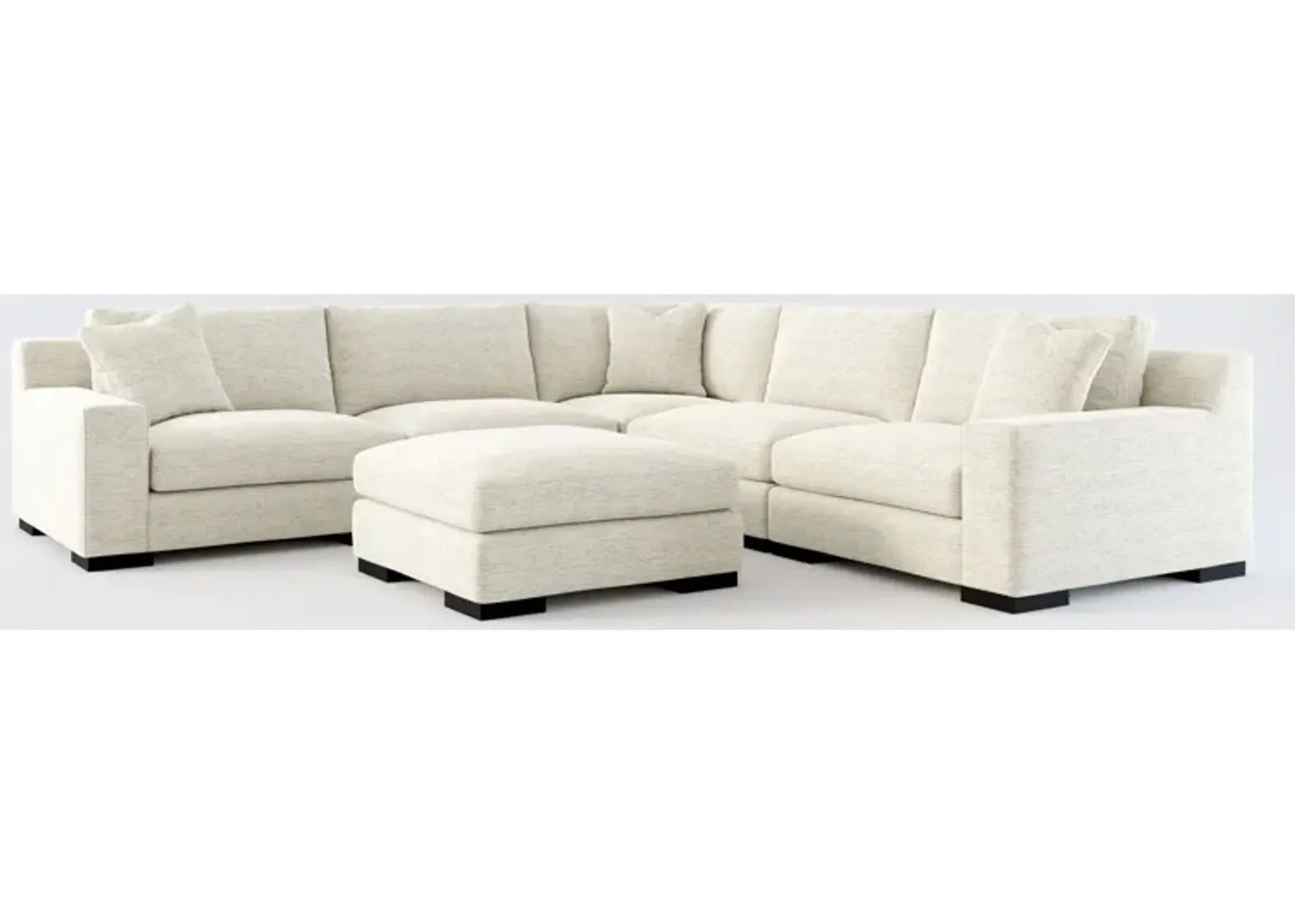 Bondi Foam Comfort 5-Piece Sectional and Ottoman - Merino Chalk