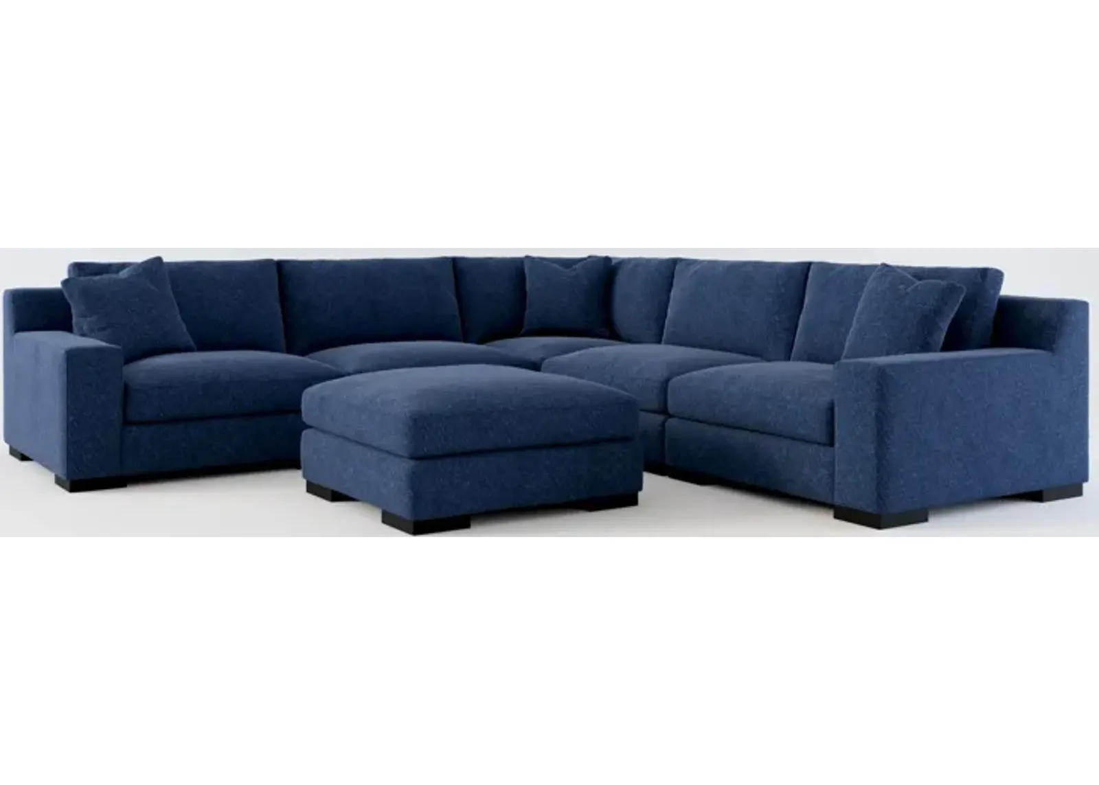 Bondi Foam Comfort 5-Piece Sectional and Ottoman - Oslo Navy