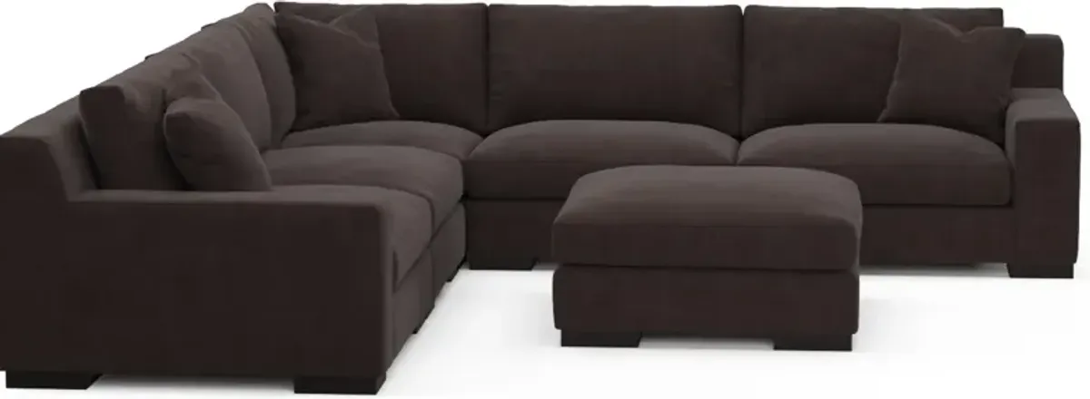 Bondi Foam Comfort 5-Piece Sectional and Ottoman - Merrimac Dark Brown