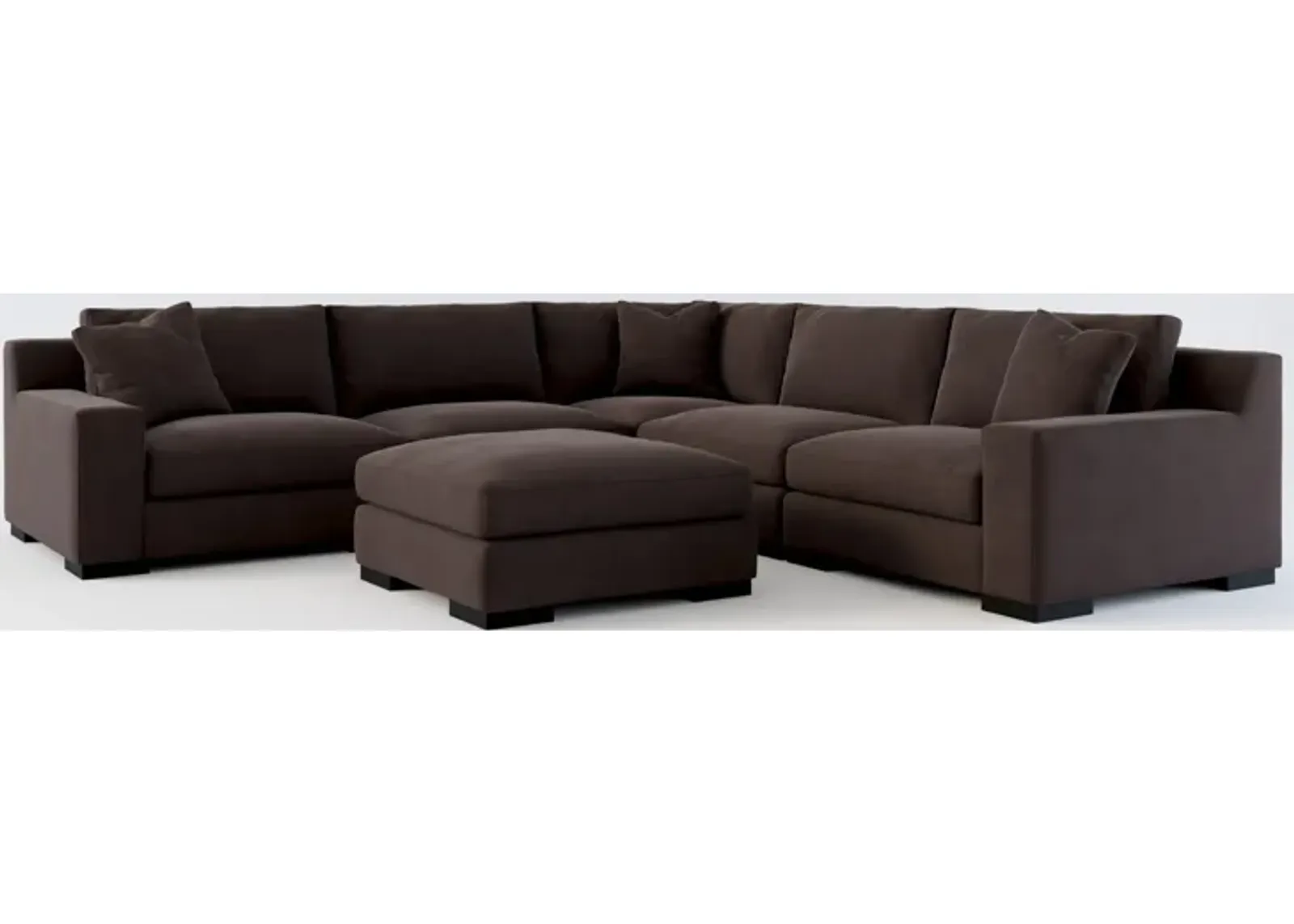 Bondi Foam Comfort 5-Piece Sectional and Ottoman - Merrimac Dark Brown