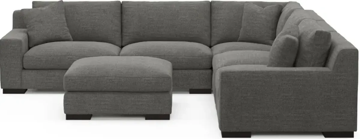 Bondi Foam Comfort 5-Piece Sectional and Ottoman - Curious Charcoal