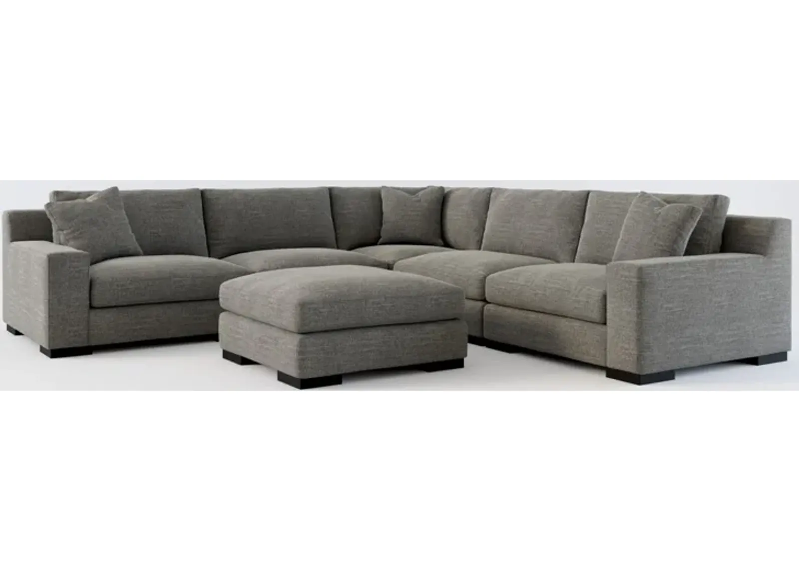 Bondi Foam Comfort 5-Piece Sectional and Ottoman - Curious Charcoal