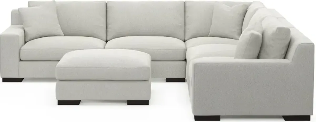 Bondi Foam Comfort 5-Piece Sectional and Ottoman - Oslo Snow