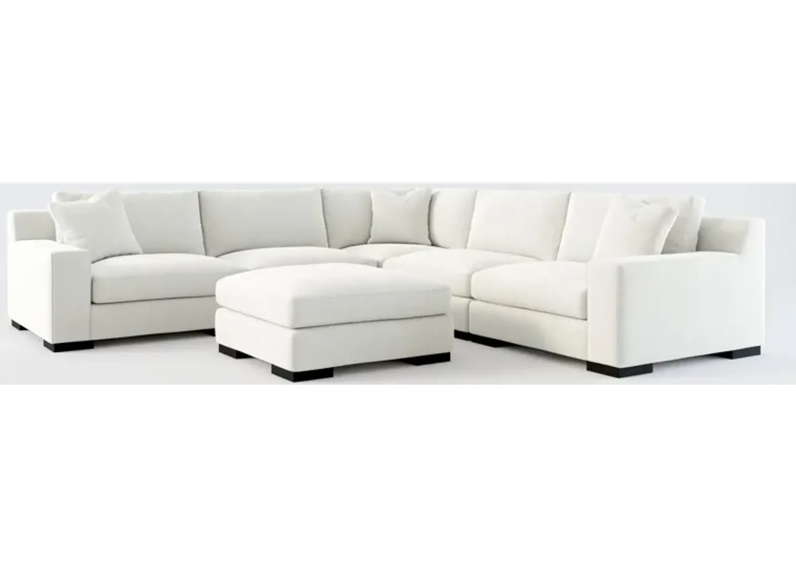 Bondi Foam Comfort 5-Piece Sectional and Ottoman - Oslo Snow