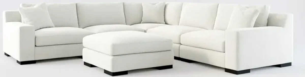 Bondi Foam Comfort 5-Piece Sectional and Ottoman - Oslo Snow