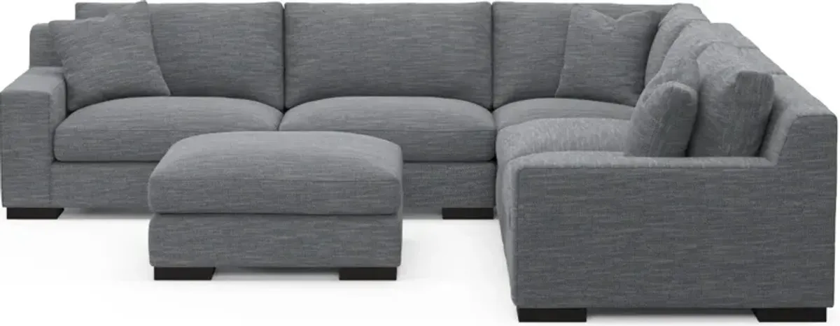 Bondi Foam Comfort 5-Piece Sectional and Ottoman - Dudley Indigo