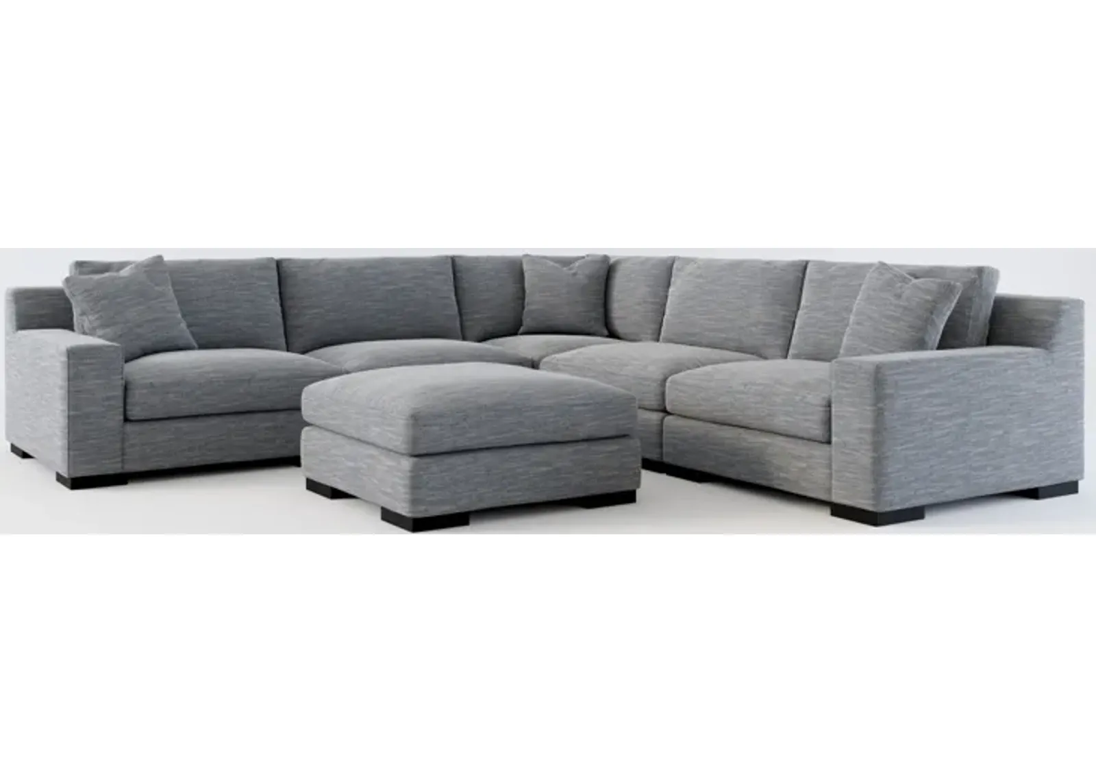 Bondi Foam Comfort 5-Piece Sectional and Ottoman - Dudley Indigo