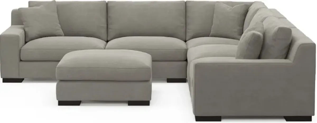 Bondi Foam Comfort 5-Piece Sectional and Ottoman - Abington Fog