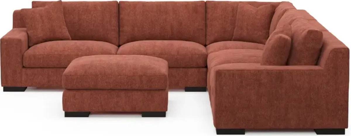 Bondi Foam Comfort 5-Piece Sectional and Ottoman - Contessa Paprika