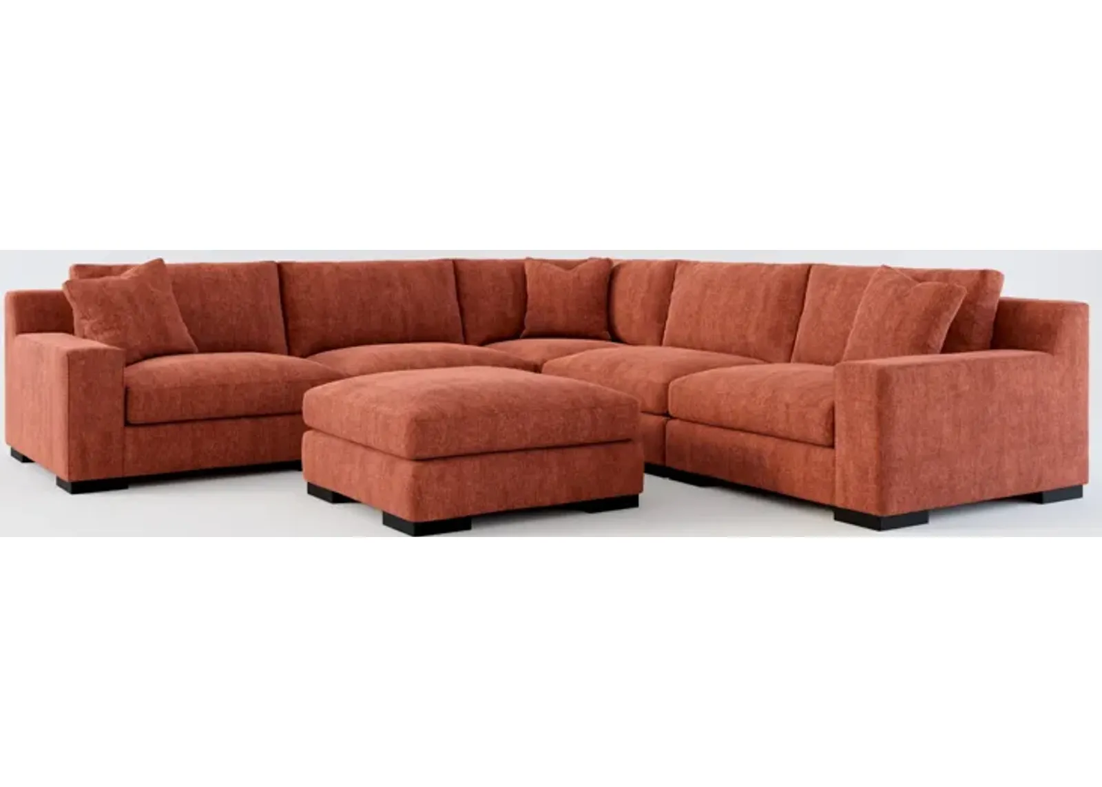 Bondi Foam Comfort 5-Piece Sectional and Ottoman - Contessa Paprika