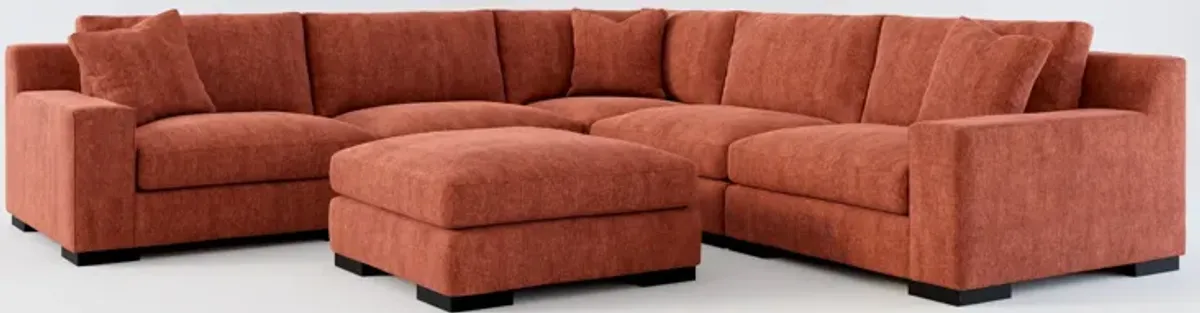 Bondi Foam Comfort 5-Piece Sectional and Ottoman - Contessa Paprika