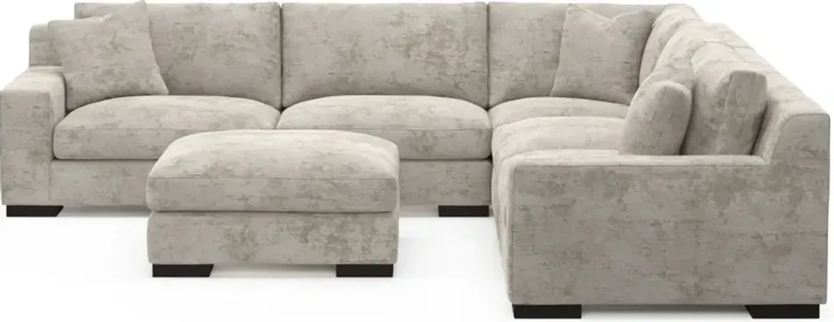 Bondi Foam Comfort 5-Piece Sectional and Ottoman - Hearth Cement