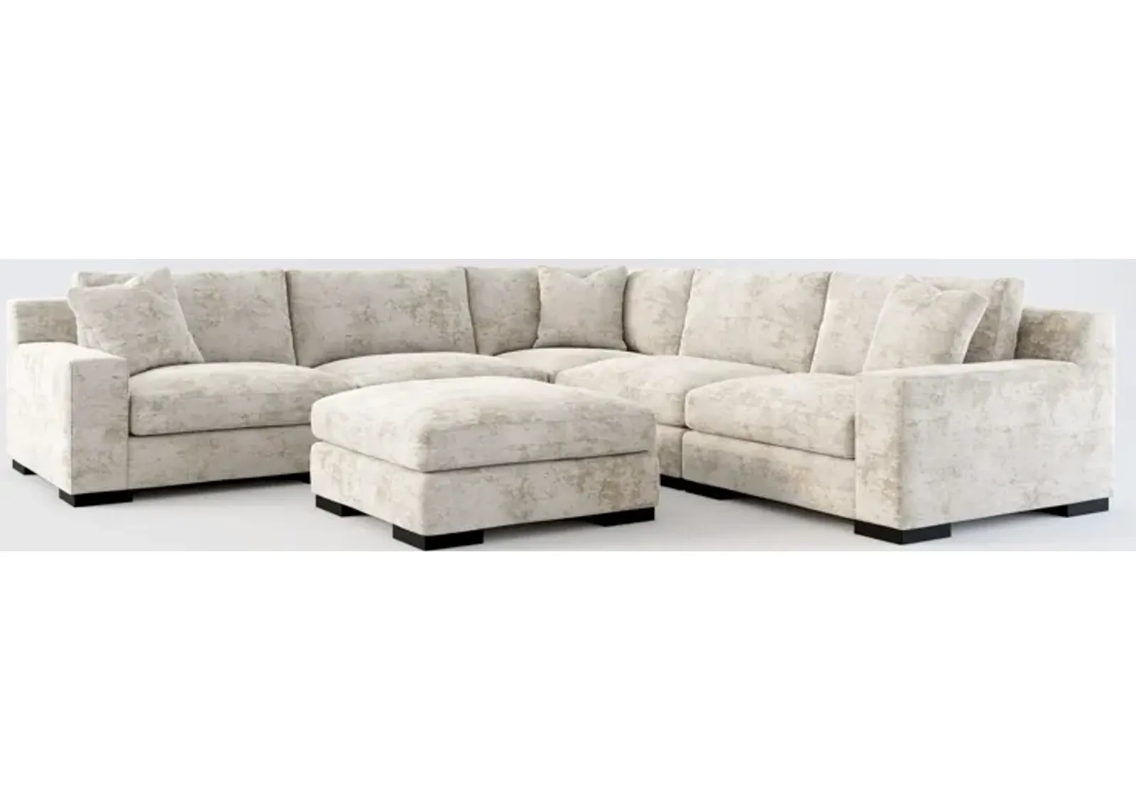 Bondi Foam Comfort 5-Piece Sectional and Ottoman - Hearth Cement