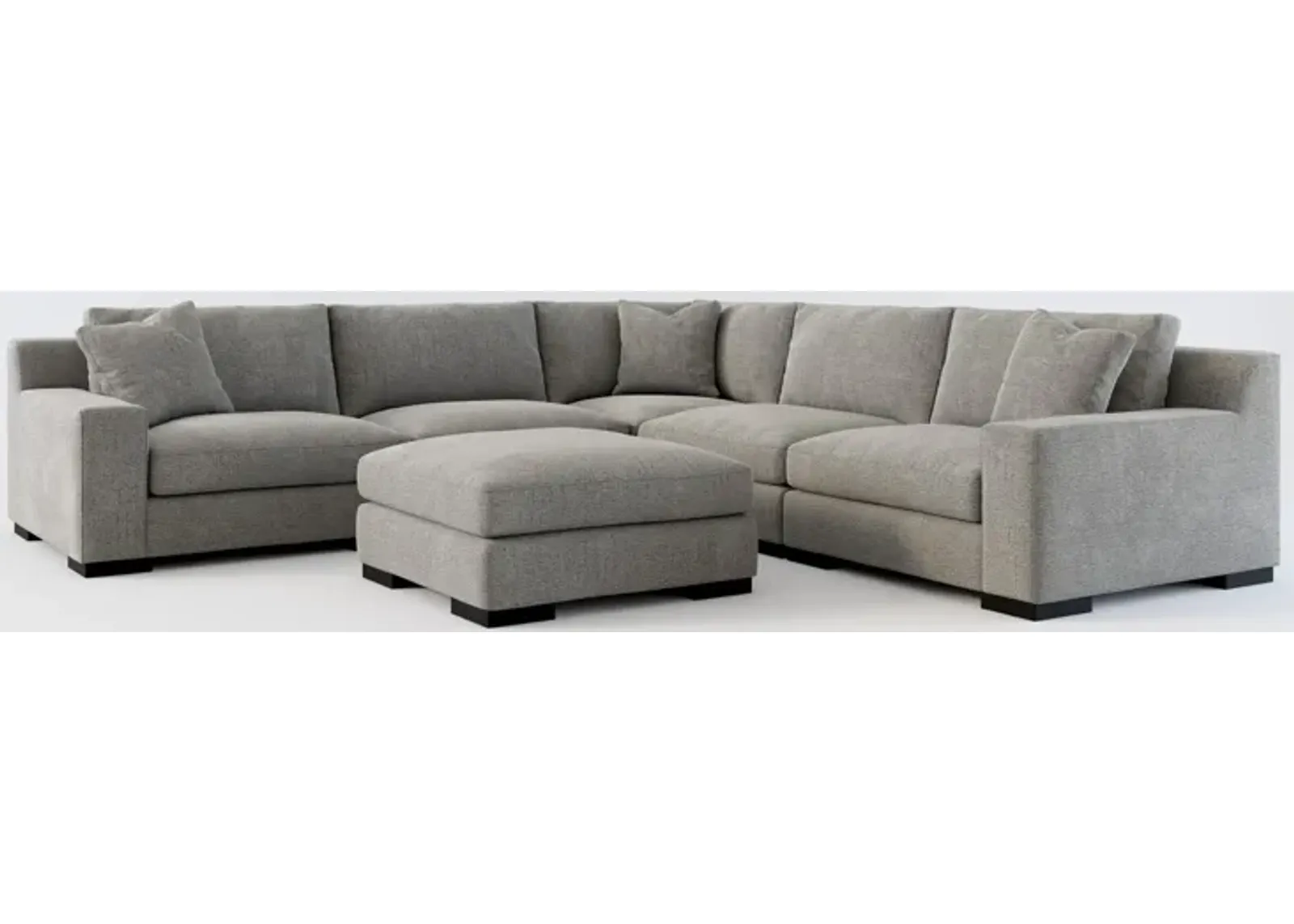 Bondi Foam Comfort 5-Piece Sectional and Ottoman - Living Large Charcoal