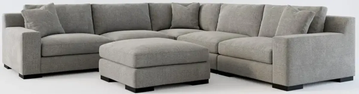 Bondi Foam Comfort 5-Piece Sectional and Ottoman - Living Large Charcoal