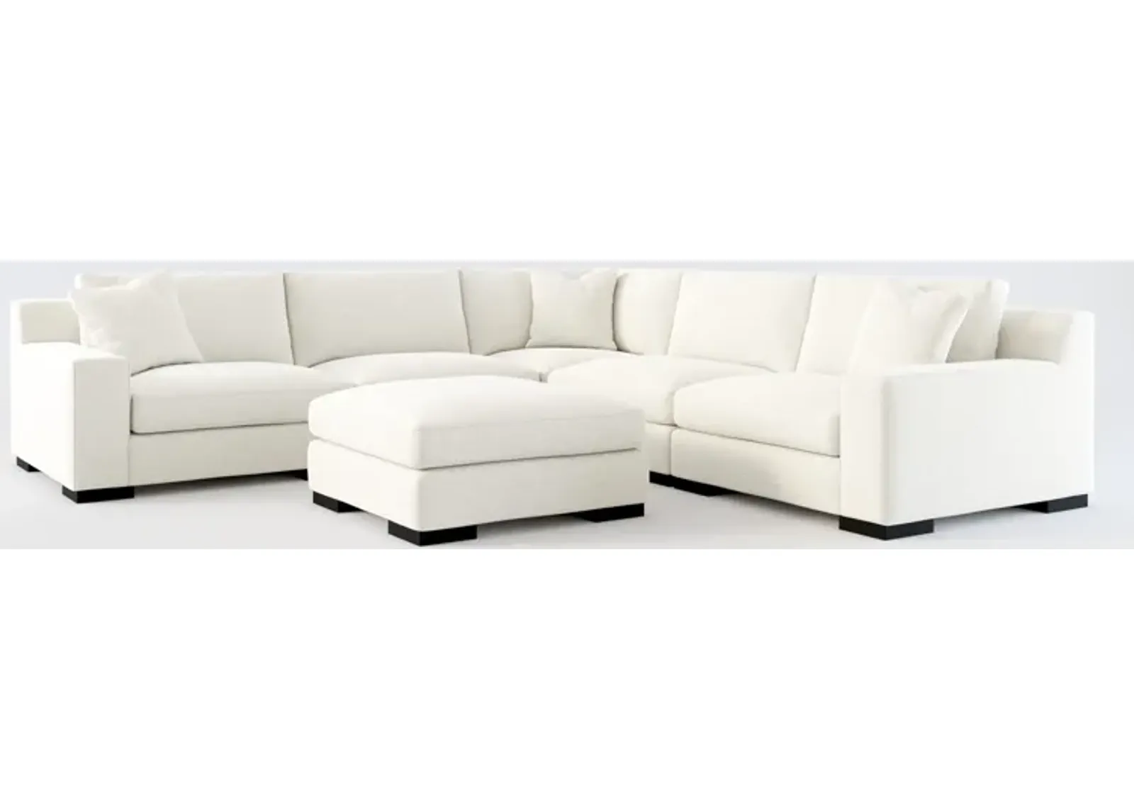 Bondi Foam Comfort 5-Piece Sectional and Ottoman - Living Large White