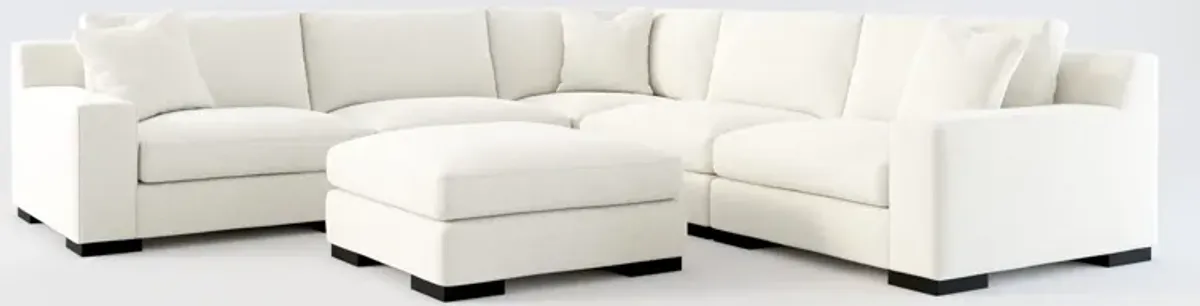 Bondi Foam Comfort 5-Piece Sectional and Ottoman - Living Large White