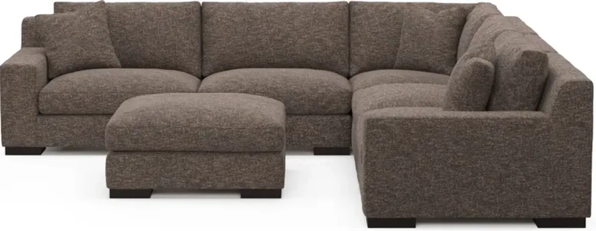 Bondi Foam Comfort 5-Piece Sectional and Ottoman - M Walnut