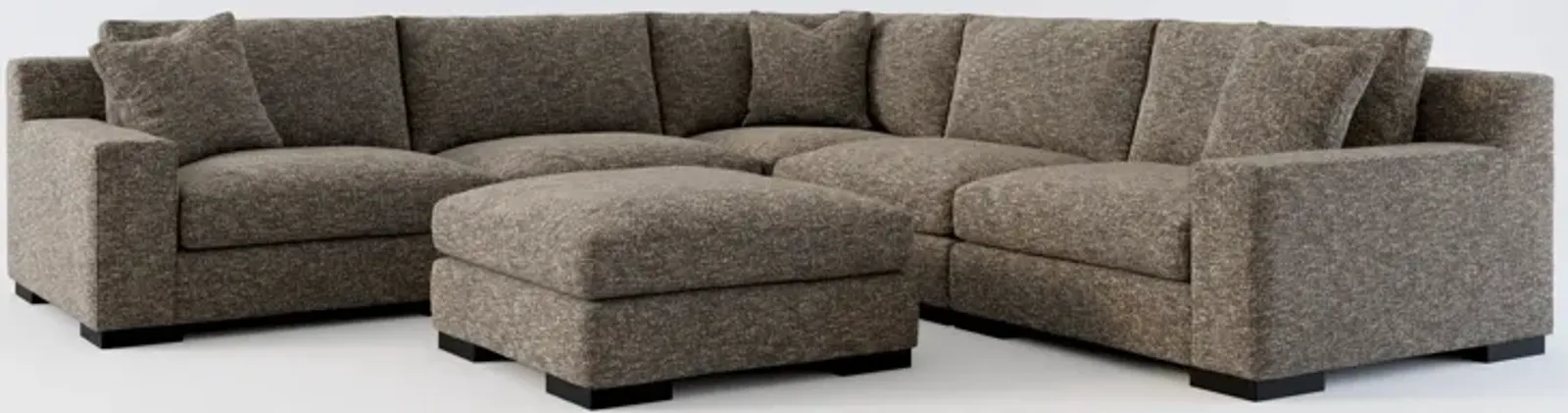 Bondi Foam Comfort 5-Piece Sectional and Ottoman - M Walnut