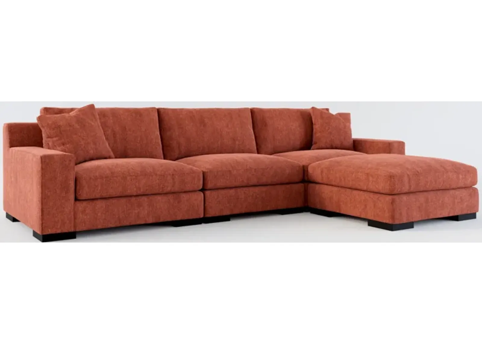 Bondi Hybrid Comfort 3-Piece Sofa and Ottoman - Contessa Paprika