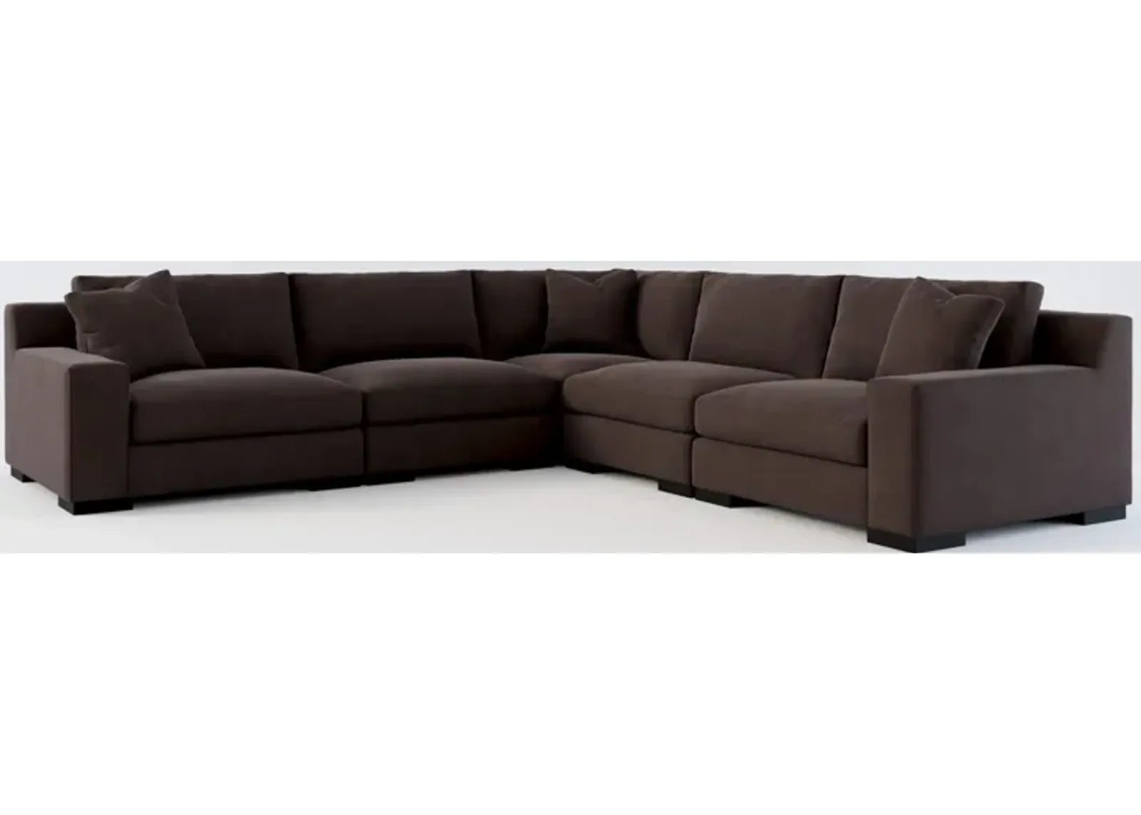 Bondi Hybrid Comfort 5-Piece Sectional - Merrimac Dark Brown