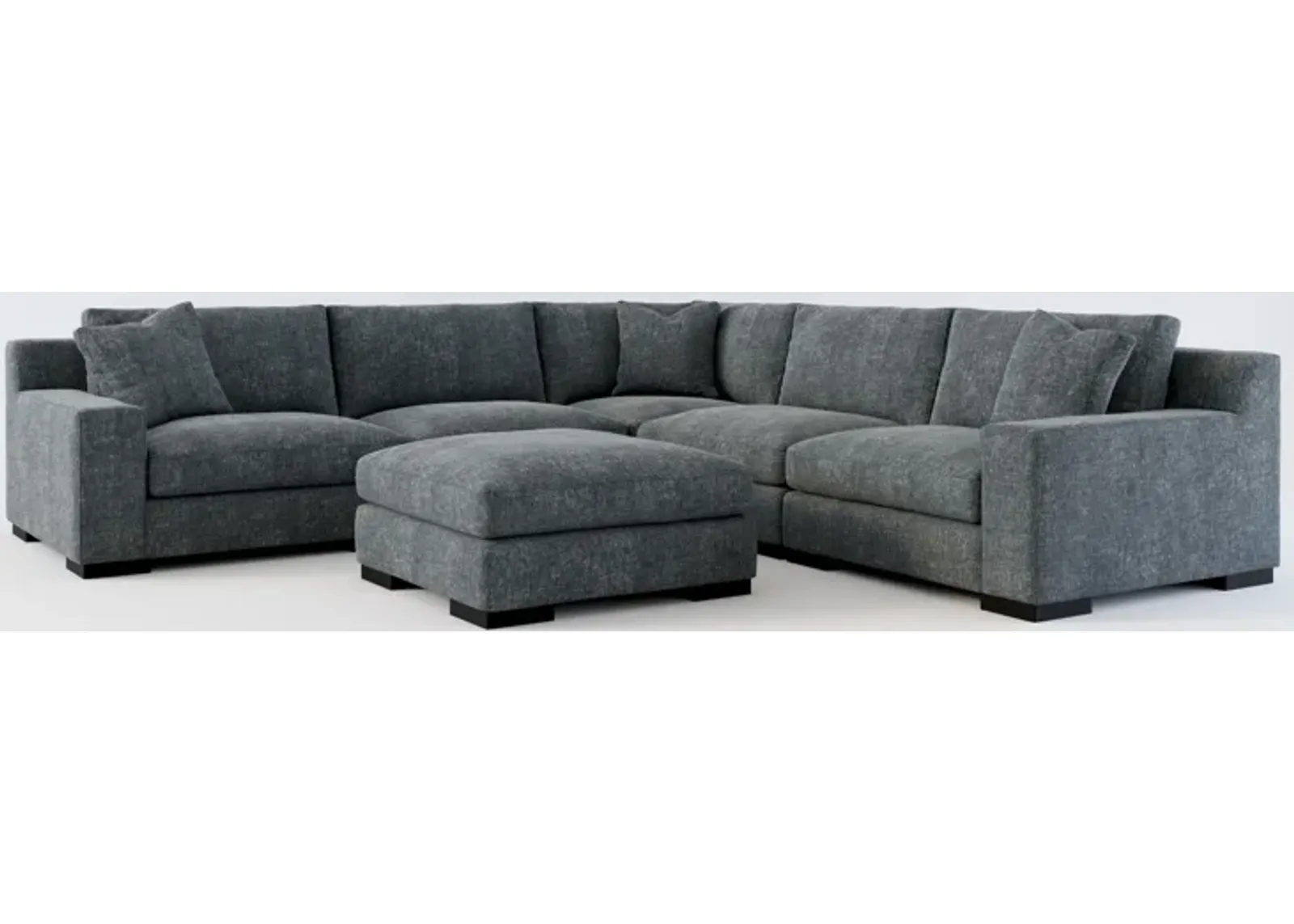 Bondi Hybrid Comfort 5-Piece Sectional and Ottoman - Contessa Shadow