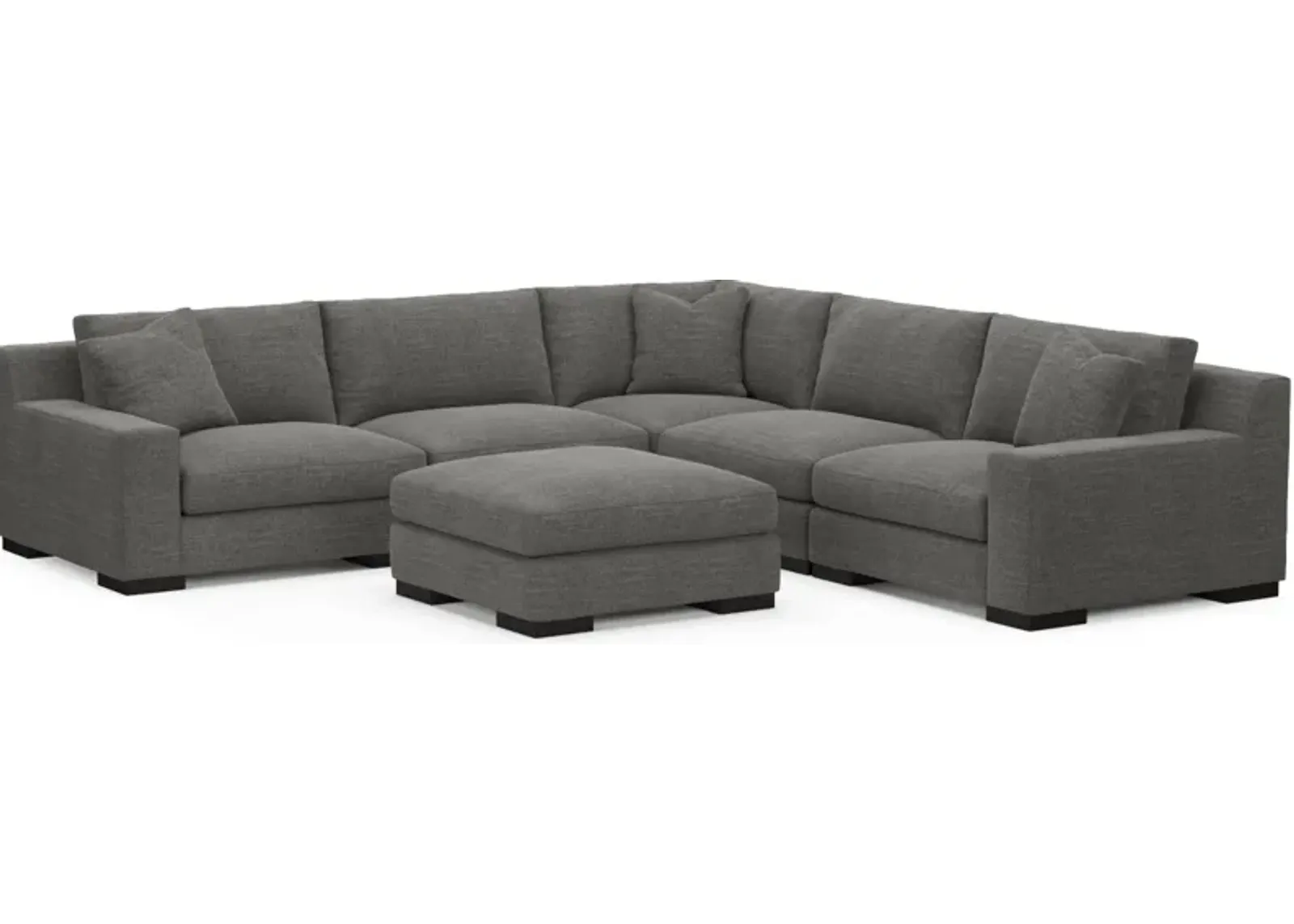 Bondi Hybrid Comfort 5-Piece Sectional and Ottoman - Curious Charcoal