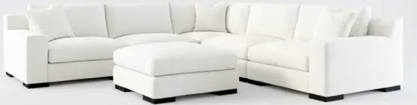Bondi Hybrid Comfort 5-Piece Sectional and Ottoman - Bloke Snow