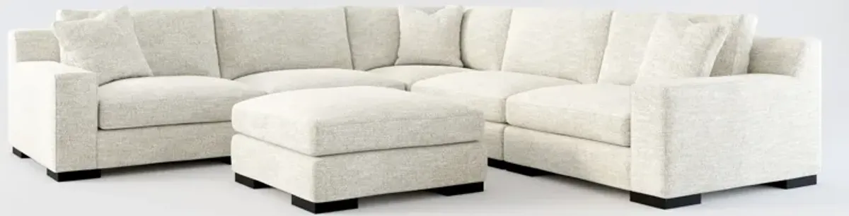 Bondi Hybrid Comfort 5-Piece Sectional and Ottoman - M Ivory