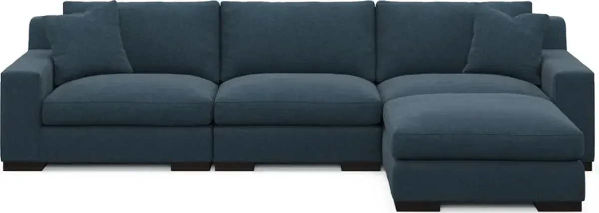 Bondi Foam Comfort 3-Piece Sofa and Ottoman - Broderick Indigo