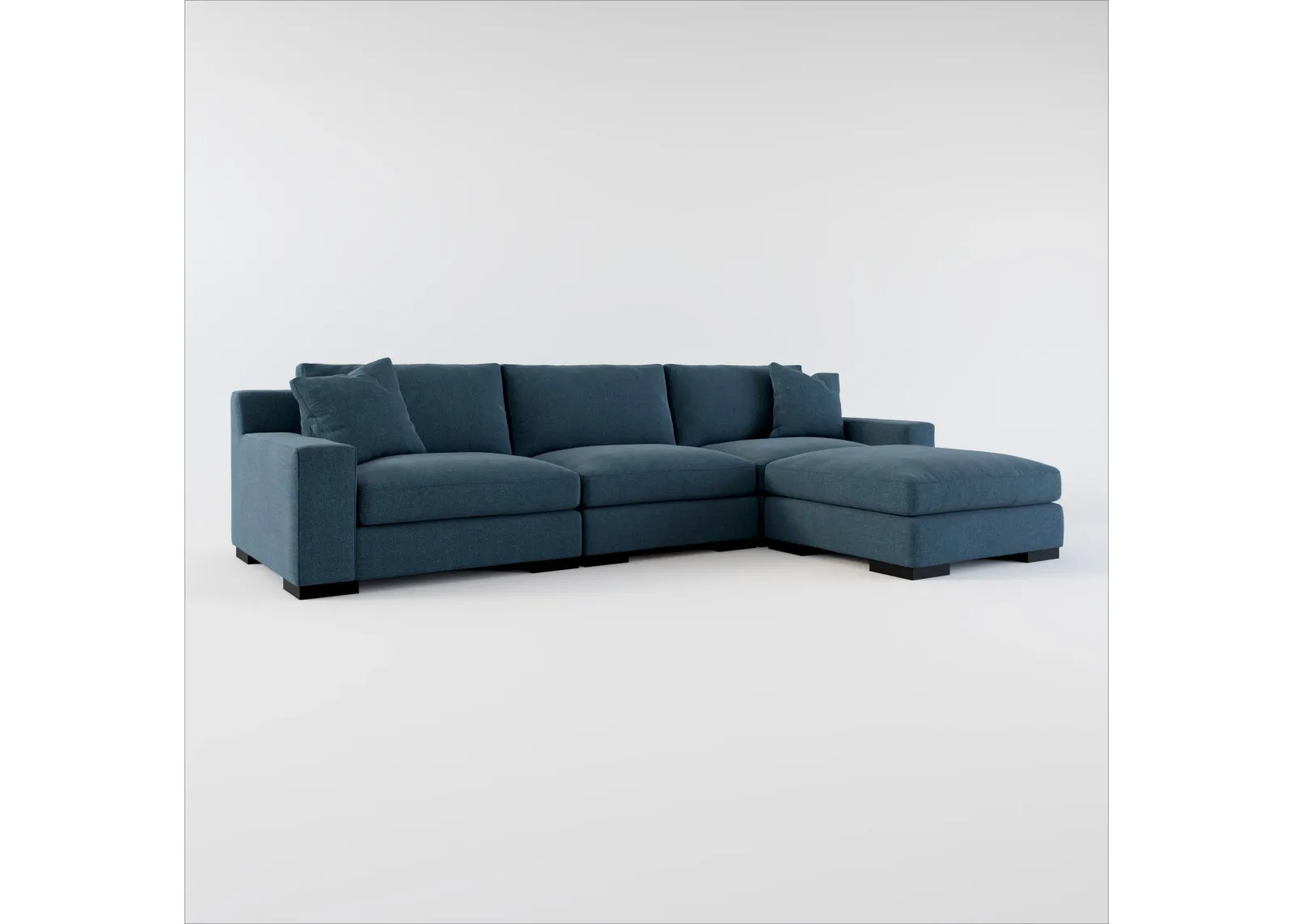 Bondi Foam Comfort 3-Piece Sofa and Ottoman - Broderick Indigo