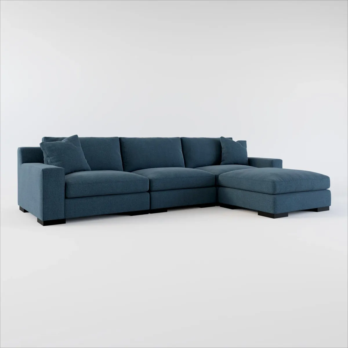 Bondi Foam Comfort 3-Piece Sofa and Ottoman - Broderick Indigo