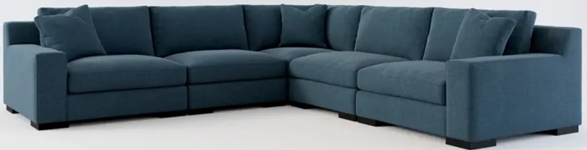 Bondi Foam Comfort 5-Piece Sectional - Broderick Indigo