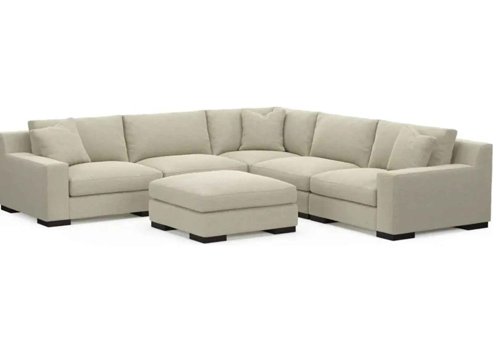 Bondi Foam Comfort 5-Piece Sectional and Ottoman - Broderick Charcoal