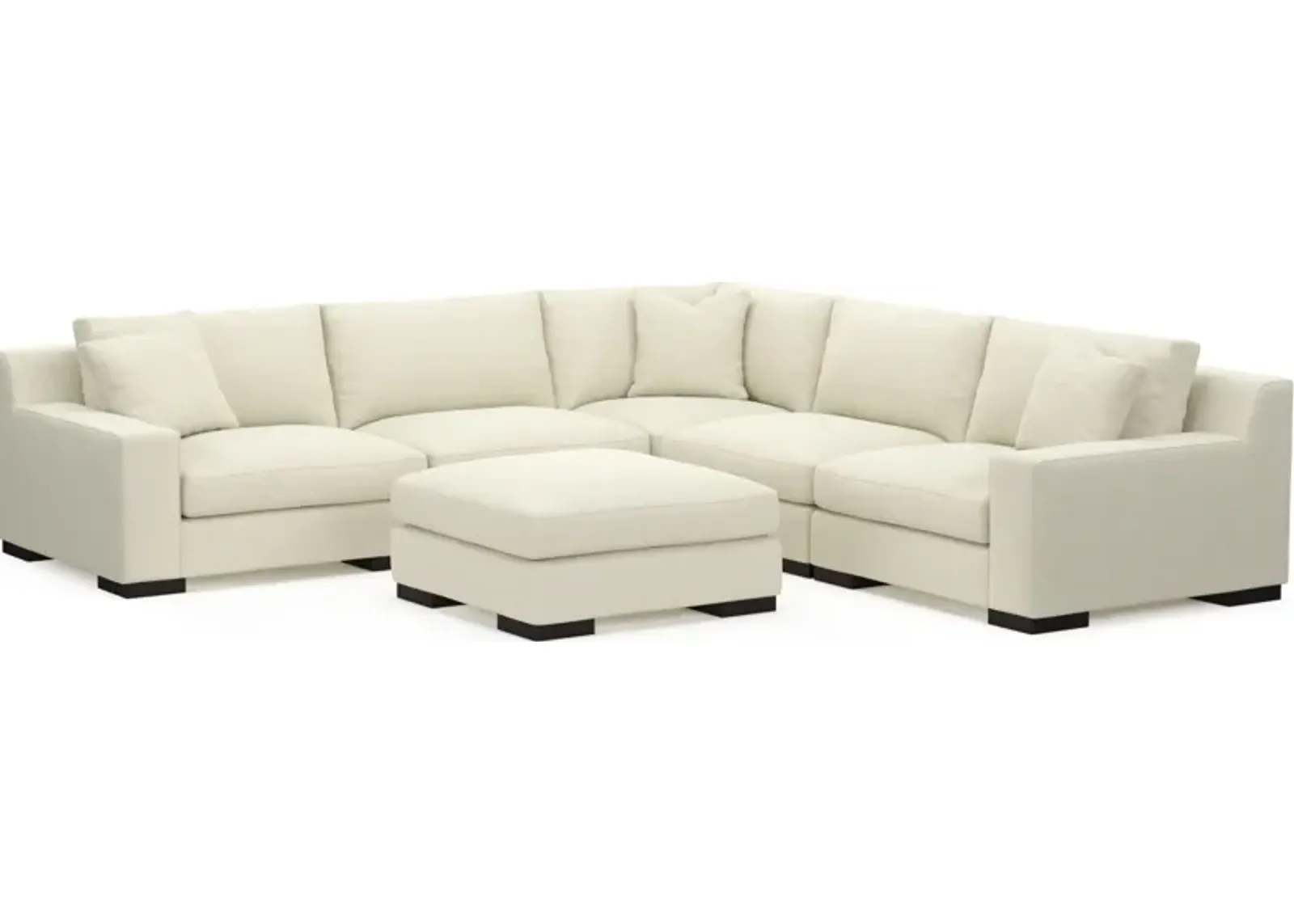 Bondi Foam Comfort 5-Piece Sectional and Ottoman - Fincher Ivory