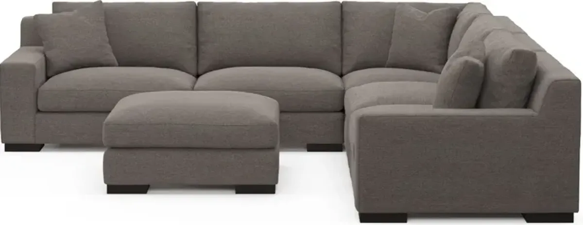 Bondi Foam Comfort 5-Piece Sectional and Ottoman - Presidio Steel