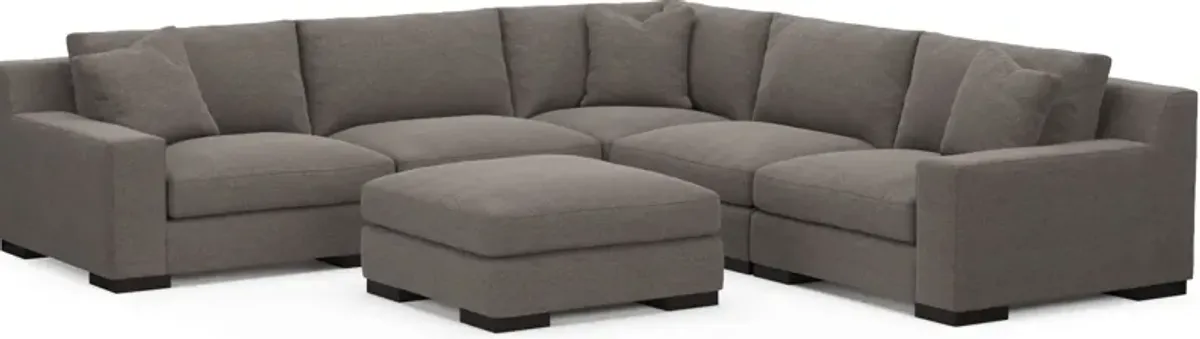 Bondi Foam Comfort 5-Piece Sectional and Ottoman - Presidio Steel