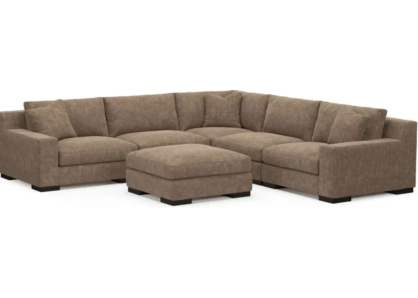 Bondi Foam Comfort 5-Piece Sectional and Ottoman - Argo Java