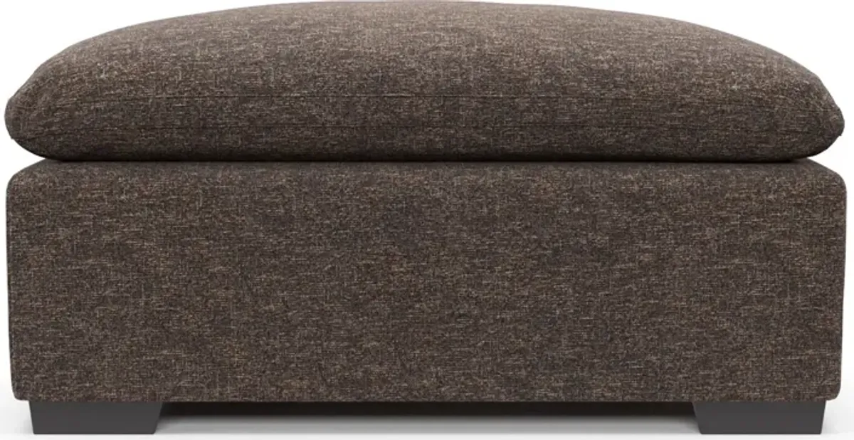 Plush Feathered Comfort Ottoman - M Walnut