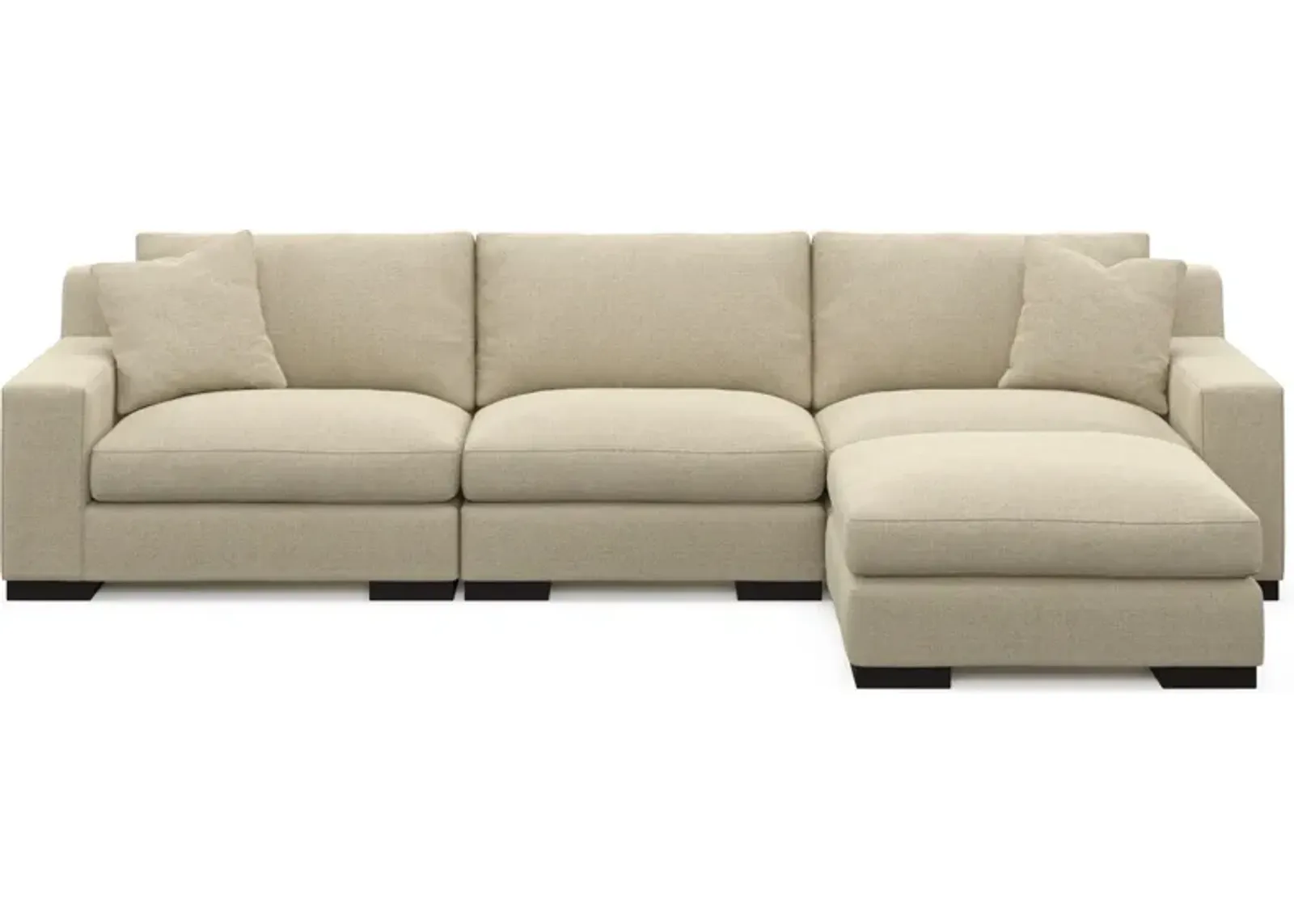 Bondi Hybrid Comfort 3-Piece Sofa and Ottoman - Broderick Sand