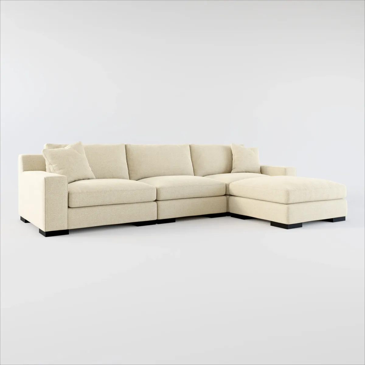 Bondi Hybrid Comfort 3-Piece Sofa and Ottoman - Broderick Sand