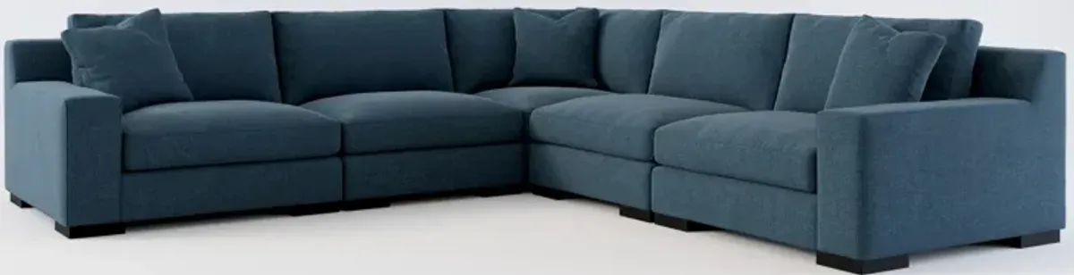 Bondi Hybrid Comfort 5-Piece Sectional - Broderick Indigo