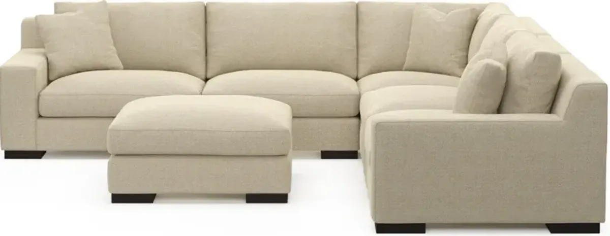 Bondi Hybrid Comfort 5-Piece Sectional and Ottoman - Broderick Sand