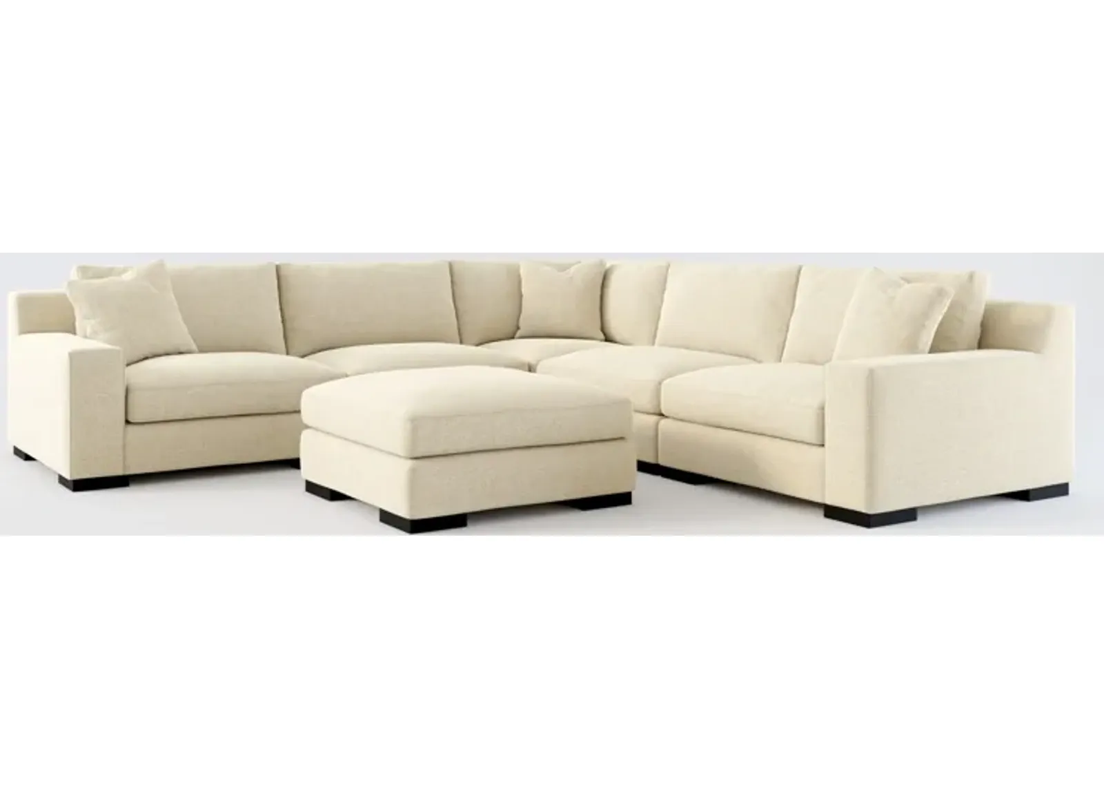 Bondi Hybrid Comfort 5-Piece Sectional and Ottoman - Broderick Sand