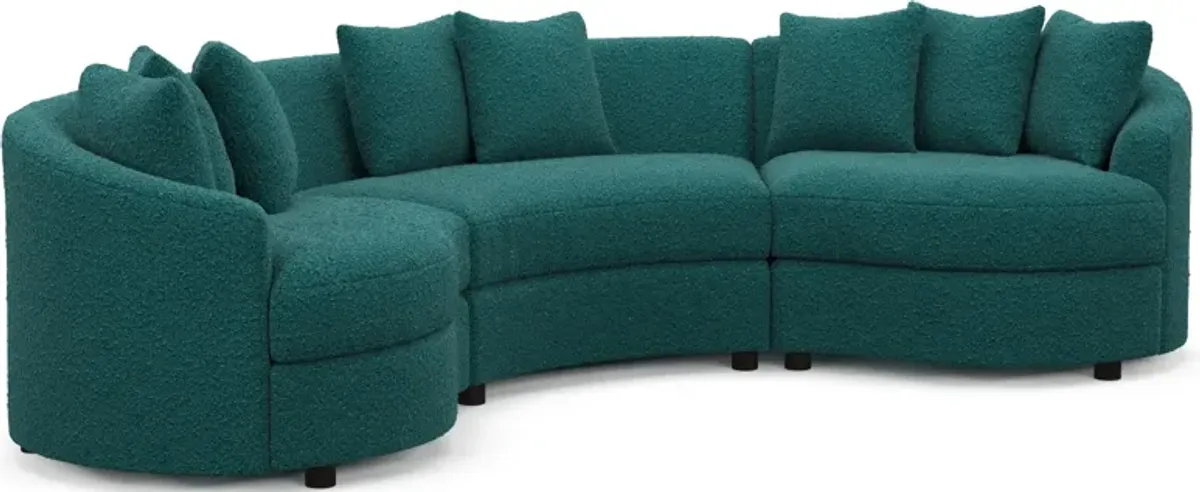 Allegra Foam Comfort 3-Piece Sectional - Bloke Peacock