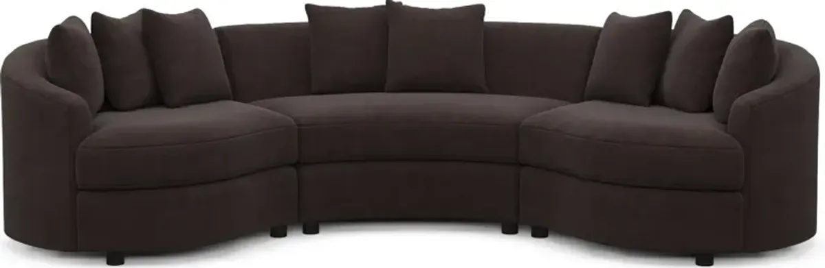 Allegra Foam Comfort 3-Piece Sectional - Merrimac Dark Brown