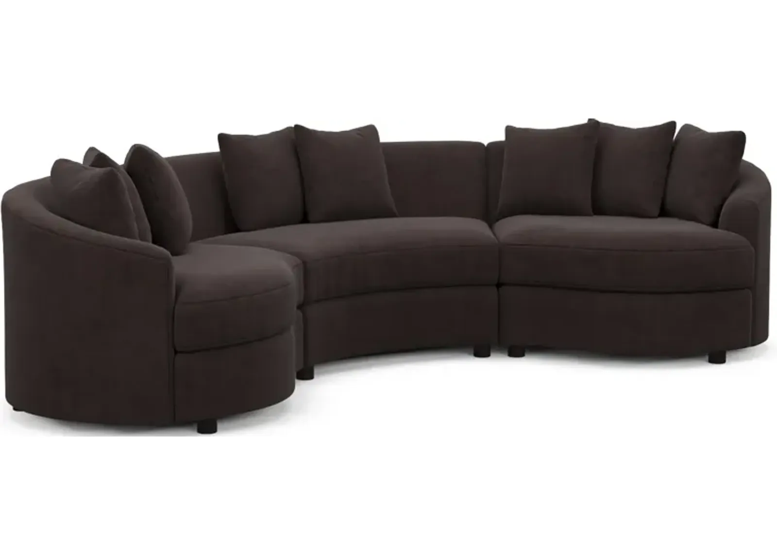 Allegra Foam Comfort 3-Piece Sectional - Merrimac Dark Brown